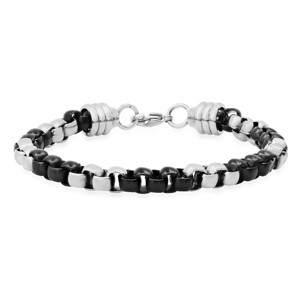 Steeltime Men's two tone black ip and stainless steel box chain bracelet. Color Options: Blue, Gold, Silver - 1 of 4