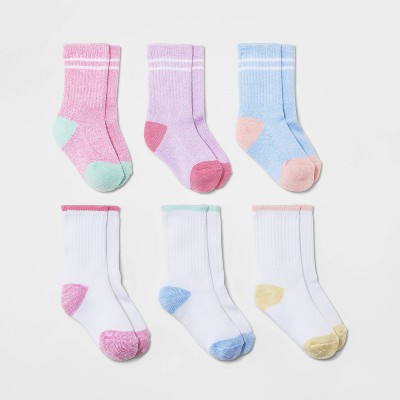 Image of Baby Girls' Striped Athletic Socks - Cat & Jack™ 6-12M
