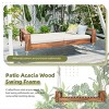 Twin Size Wood Hanging Porch Swing With Ropes,Patio Acacia Wood Swing,Outdoor Furniture - Maison Boucle - 3 of 4