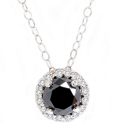 Pompeii3 1 1/8ct Black White Diamond Solitaire Pave Halo Pendant : Target