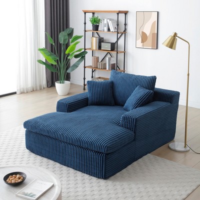 64inx46in Chaise Lounge Chair Indoor, Oversized Upholstered Sofa Bed, Sleeper Couch Reading Chairs,Cloud Sofas Couches for Living Room, Blue