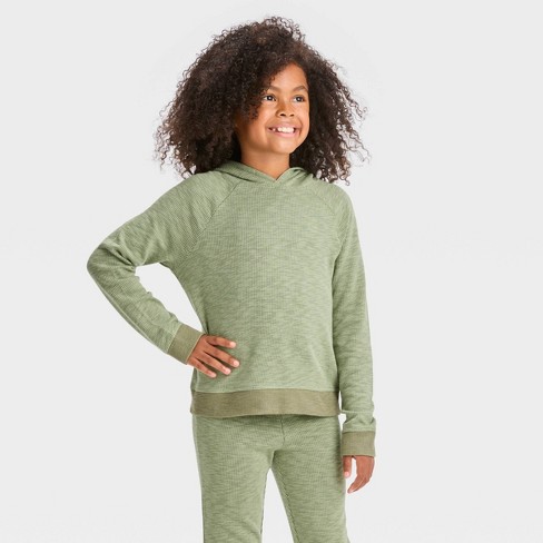 Girls' Cozy Pullover Hoodie Sweatshirt - Cat u0026 Jack™ Olive Green Xxl :  Target