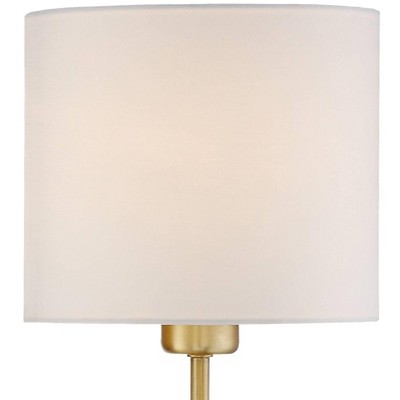 Amidon Warm Brass Drop Ring Plug-In Wall Lamp with White Drum Shade