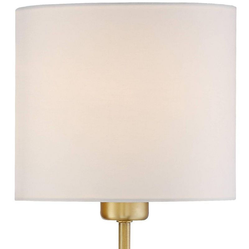 360 Lighting Amidon Modern Wall Lamp Warm Brass Metal Plug-in 8" Light Fixture White Fabric Drum Shade for Bedroom Reading Living Room House Home, 3 of 9