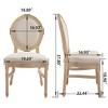 Gulches Set of 2 French Country Dining Chairs, Beige Cotton Linen Upholstery with Padded Round Back, Carved Solid Wood Frame - 4 of 4