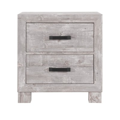HomeRoots 24" Gray Two Drawer Distressed Wood Nightstand