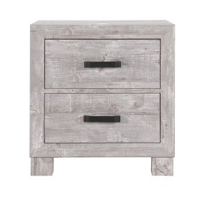 HomeRoots 24" Gray Two Drawer Distressed Wood Nightstand - 1 of 4