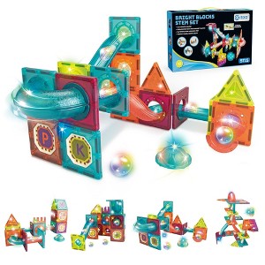Contixo ST15 65-Piece Marble Track Magnetic Tile Set, Glow-in-the
