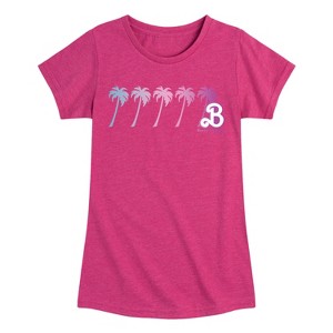 Girls' - Barbie - Palm Trees Fitted Short Sleeve Graphic T-Shirt - 1 of 4