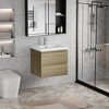 Vynxaria 24" Floating Bathroom Vanity with Sink: Modern Wall-Mounted Cabinet with Resin Basin & Soft Close Drawers in Natural Oak - 3 of 4