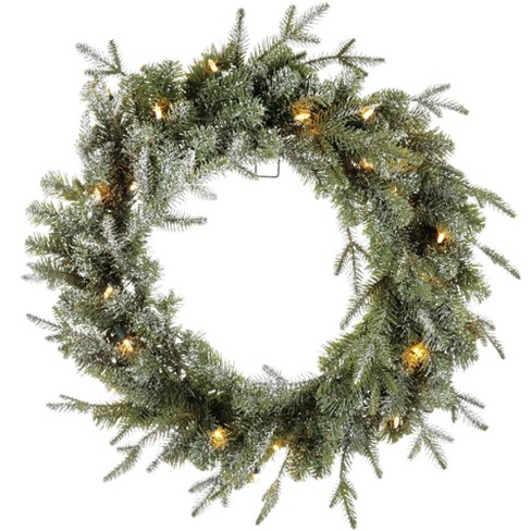 Noma 24 Inch Pre-lit Battery Operated Frosted Fir Artificial Indoor Wreath  And 9 Foot Garland Holiday Mantle Decor With Warm White Led Lights, Green :  Target