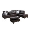 DOMETOUR 3-Piece Sofa Set L Shaped Sofa Brown Faux Leather Synthetic Leather (Sofa+Chaise+Ottoman) - 2 of 4