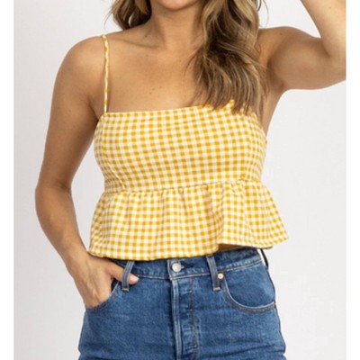 Women's CHECKED TIE BACK CROP TOP - ENDLESS BLU.