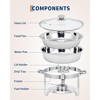 2/4/6-Pack 5QT Round Chafing Dish Set with Glass Lid & Drip Tray - Stainless Steel Buffet Warmers for Catering, Weddings, Banquets (Silver) - 3 of 4