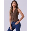 Allegra K Women's V Neck Faux Suede Button Down Side Pockets Sleeveless Vest - 4 of 4