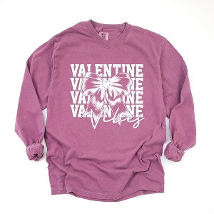 Simply Sage Market Women's Coquette Valentine Vibes Stacked Long Sleeve Garment Dyed Tee - 1 of 4