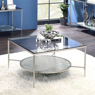 Adelrik Square Chrome and Glass Coffee Table with Storage