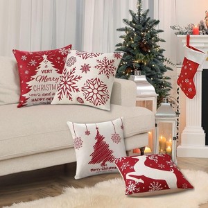 GustoWave 4 Pieces Christmas Pillow Covers, Cushion Covers for Sofa Couch, Red - 1 of 4
