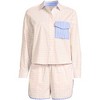 Lands' End Women's Cotton Poplin 2 Piece Pajama Set - Long Sleeve Top and Shorts with Piping - 3 of 3