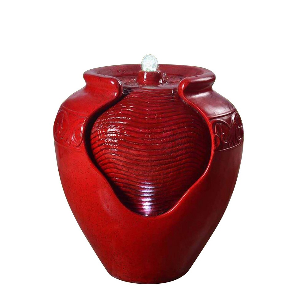 Photos - Fountain Pumps 17" Resin Indoor/Outdoor Vase Fountain Cherry Red - Alpine Corporation