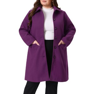 INSPIRE CHIC Women's Winter Collared Flap Pocket Single Breasted Back Split Buttoned Long Overcoats - 1 of 4