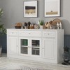 Famapy 3-Drawer 4-Door Dining Buffet Sideboard Kitchen Pantry Storage Cabinet Glass-Front Tableware Storage Kitchen & Dining Room Organizer - 2 of 4