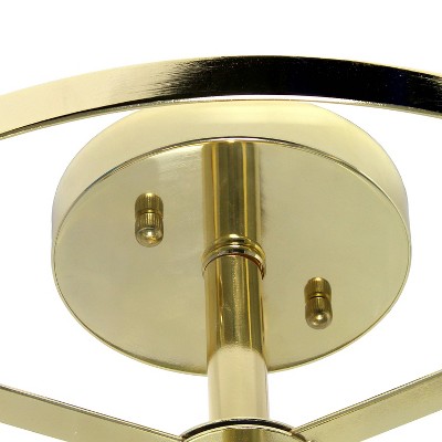 Vintage Gold 13'' Glass Semi-Flushmount Ceiling Light with Iron Accents