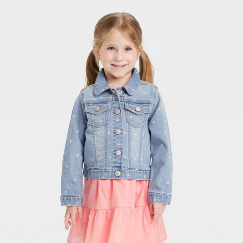 Oshkosh B'gosh Toddler Girls' Heart Denim Jacket - Blue 3t : Target