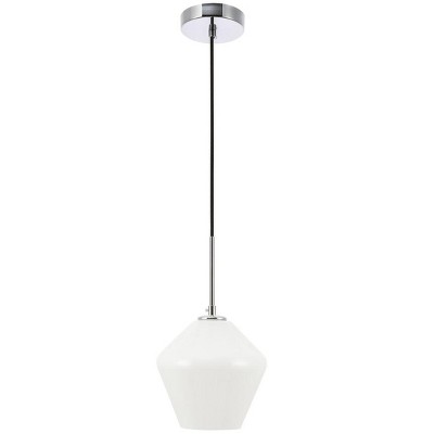 Gene Chrome and Frosted White Glass Pendant Light