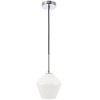 Elegant Lighting Gene 1 light Chrome and Frosted white glass pendant - 3 of 4