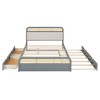Queen Size Wooden Platform Bed with Trundle and 2 Drawers - 4 of 4