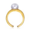 Guili Sterling Silver 14K Gold Plated Solitaire Open Ring with Genuine Freshwater Pearl, a sophisticated choice for every occasion. - 2 of 3