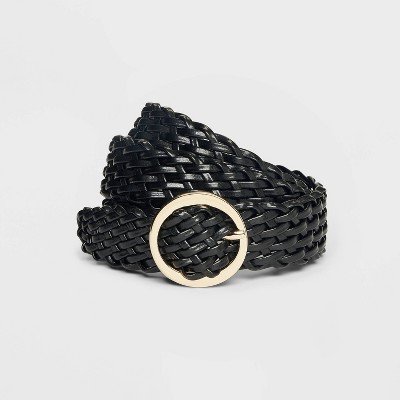 Women's Oval Center Bar Buckle Belt - A New Day™ Black