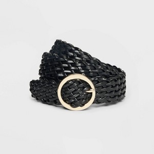 Women's Oval Center Bar Buckle Belt - A New Day™ Black - 1 of 3