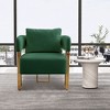 TOAOTBNBO Modern Decorative Accent Chair with Rebound Cushion, Teddy Fabric Upholstered Armchair with Gold Metal Legs Sofa Chair for Office, Green - 4 of 4