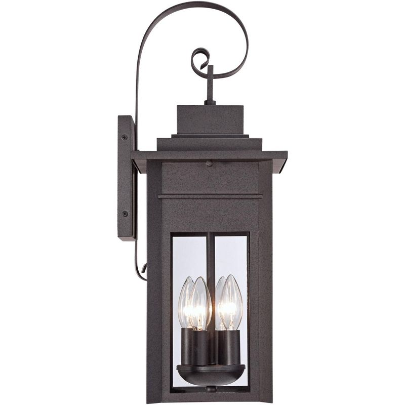Franklin Iron Works Bransford Mission Outdoor Wall Light Fixture Black Specked Gray 21" Clear Glass for Post Exterior Barn Deck House Porch Yard Patio, 5 of 7