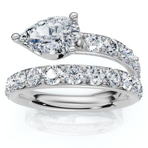 Pompeii3 2 1/10Ct Sonya Pear Diamond Wrap Ring 14k Gold or Platinum EF/VS - 1 of 4