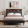 Full size Upholstered Platform Bed with Storage Headboard and USB Port - 2 of 4