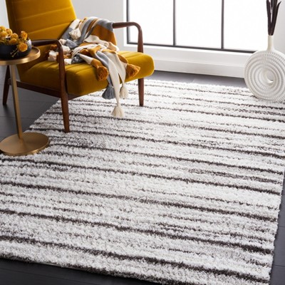 Soft Gray Synthetic 7' Square Shag Area Rug