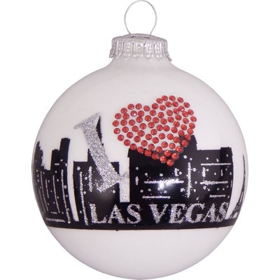 Christmas by Krebs Porcelain White Las Vegas Skyline Christmas Ball Ornament 3.25" (80mm)