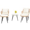 5-Piece Outdoor Wicker Bistro Chairs Set with 2 Armchair, 2 Ottoman, and Glass Coffee Table - 4 of 4