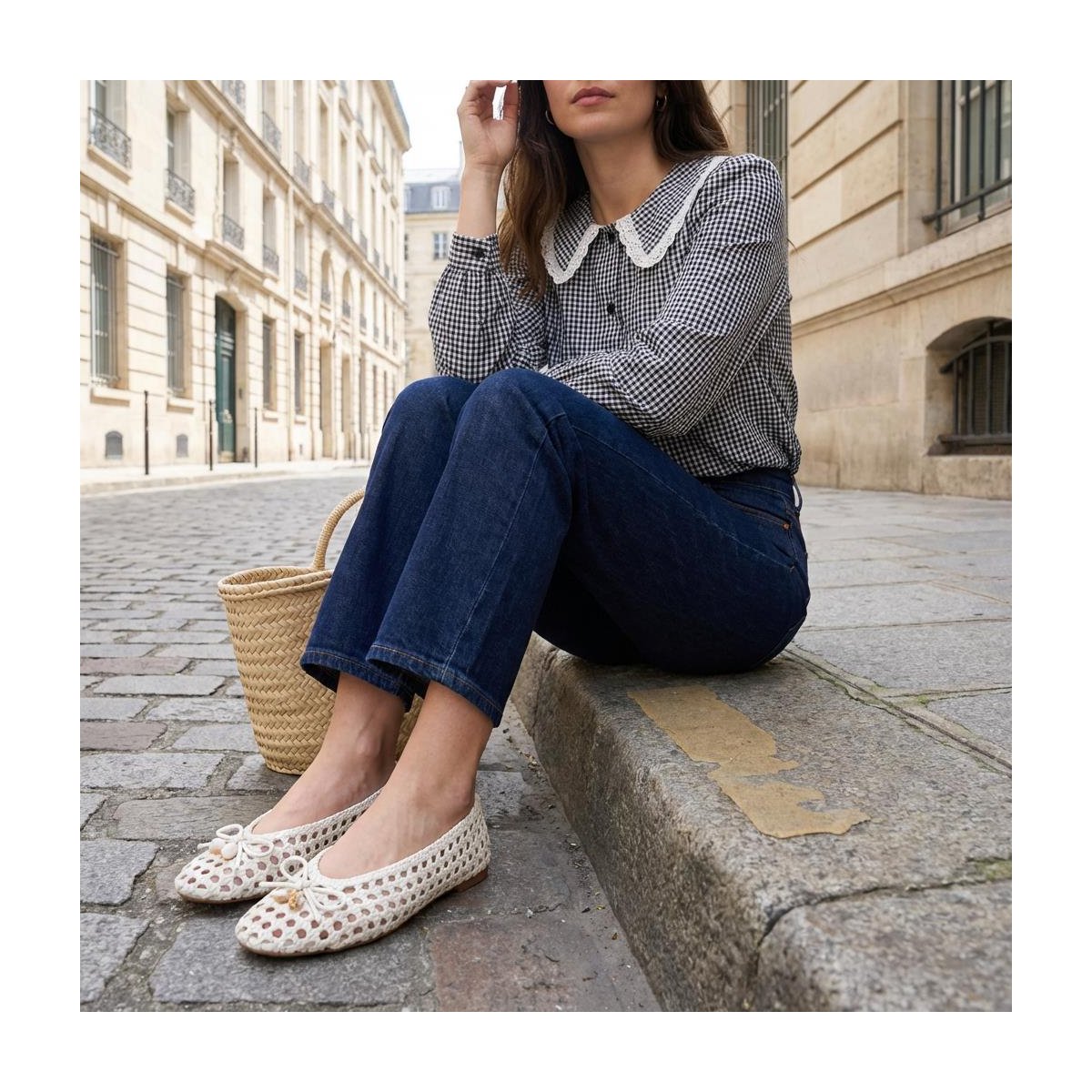 Обувь CUSHIONAIRE Witty Hand Woven Ballet Flats for Women, Comfortable Pointed Toe Flat Shoes with Bow Detail and Memory Foam, IVORY 8 — фото 7