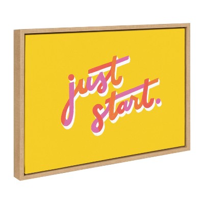 Yellow and Pink Motivational Quote Canvas Print with Natural Frame