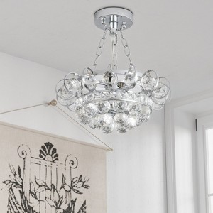 Maxax 13.8" 3-Light Chrome Crystal LED Chandelier, Modern Pendant Light with Adjustable Chain, Glam Mini Ceiling Lighting for Bedroom Closet Foyer - 1 of 4