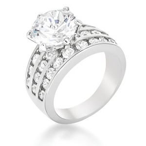 Slickblue Stunning 7.5 Ct Engagement Ring with Clear Cubic Zirconia - Rhodium Plated Cocktail Ring for Women - 1 of 3
