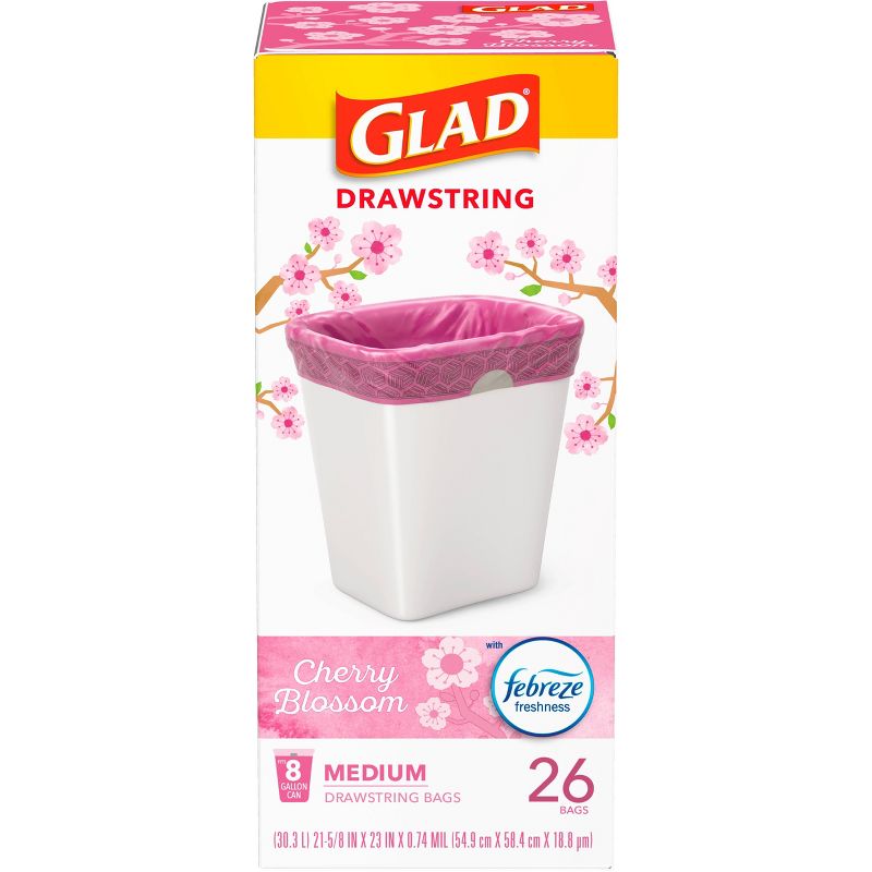 Glad DrawString Trash Bags - Cherry Blossom - 8 Gallon - 26ct, 2 of 15