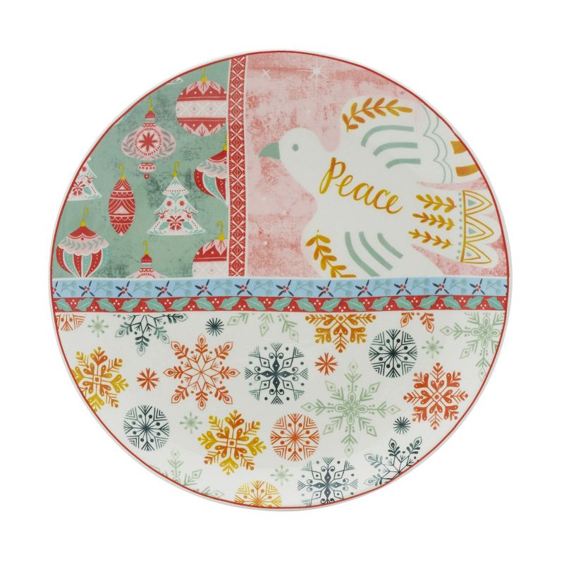 Fitz & Floyd Cottage Christmas Holiday Set of 4 Assorted Salad Appetizer Plates, 8.25 Inch, Multicolored, 5 of 8