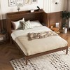 Whisen Queen Murphy Cabinet Bed with Charging Station - Pine Wood & Rattan Design, Foldable Space-Saving Solution - 2 of 4