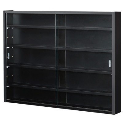 Black and White Wall Mounted Display Cabinet with Adjustable Shelves