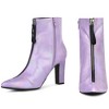 Perphy Women's Pointed Toe Front Zip Chunky Heel Ankle Booties - 2 of 3